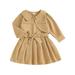 Sunisery Little Girls Dress Belted A-line Party Dresses Long Sleeve Crop Jacket Coat