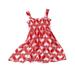 Girls Cute Dresses Holiday Playwear For Little GirlsSummer Scoop Neck Sleeveless Floral Flowy Print Plain Sun Beach Fashion Playwear Dres Red 120