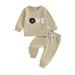 Xkwyshop Cozy Baby Outfit: Plush Letter Embroidery Sweatshirt and Pants