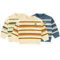 KYAIGUO Toddler Kids Fall Winter Knit Sweater for Boys Girls Crewneck Pullover Knit Striped Sweater Sweatshirt Baby Warm Jumper Top for 1-8 Years