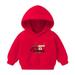 Virmaxy Christmas Toddler Baby Boys Girls Cute Hoodies Deer Tree Printed Letter Graphic Hoodies Long Sleeve Pullover Plush Sweatshirt with Robbie Cuffs For The Baby Christmas Gifts Red-B 5T