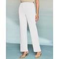 Blair Textured Stretch Crepe Straight Leg Pull-On Pants - White - PM - Petite Short