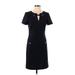 Tommy Hilfiger Casual Dress - Sheath Keyhole Short sleeves: Blue Solid Dresses - New - Women's Size 2