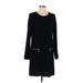 Tahari Casual Dress - Shift Crew Neck Long sleeves: Black Solid Dresses - Women's Size Large