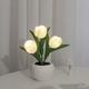 Lampe tulipe 2023 nouveau style, lampe de table LED simulée lampe de nuit tulipe avec vase, lampe