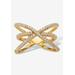 Women's .57 Tcw Cubic Zirconia 14K Yellow Gold-Plated Sterling Silver Crossover Ring by PalmBeach Jewelry in Gold (Size 9)