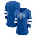 Toronto Maple Leafs Full Shield Tri-Blend-Raglan-T-Shirt mit U-Ausschnitt und 3/4-Ärmeln, königsblau meliert/weiß mit Fanatics-Logo für Damen