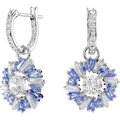 Paar Creolen SWAROVSKI "Idyllia E Florere Drop Blume, 5680016", bunt (metallfarben, kristallweiß, blau, kristallweiß, blau), Ohrringe, Damen, Metall, mit Swarovski Kristall - Einhänger abnehmbar Image