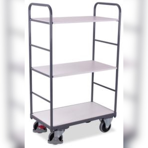 VARIOfit ESD-Etagenwagen, Tragl. 250kg, Griff Holzplatte, Ladefl. LxB 835x490mm, Holzböden Image