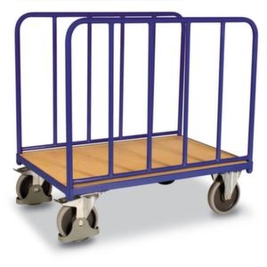 VARIOfit Rohr-Längswandwagen, Tragl. 500kg, Ladefl. LxB 1060x660mm, Holzplatte, 2 Wände Image