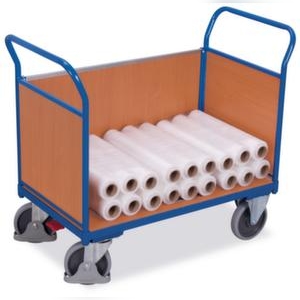 VARIOfit Dreiwandwagen, Tragl. 500kg, Ladefl. LxB 1200x780mm, Holzplatte, 3 Wände Image