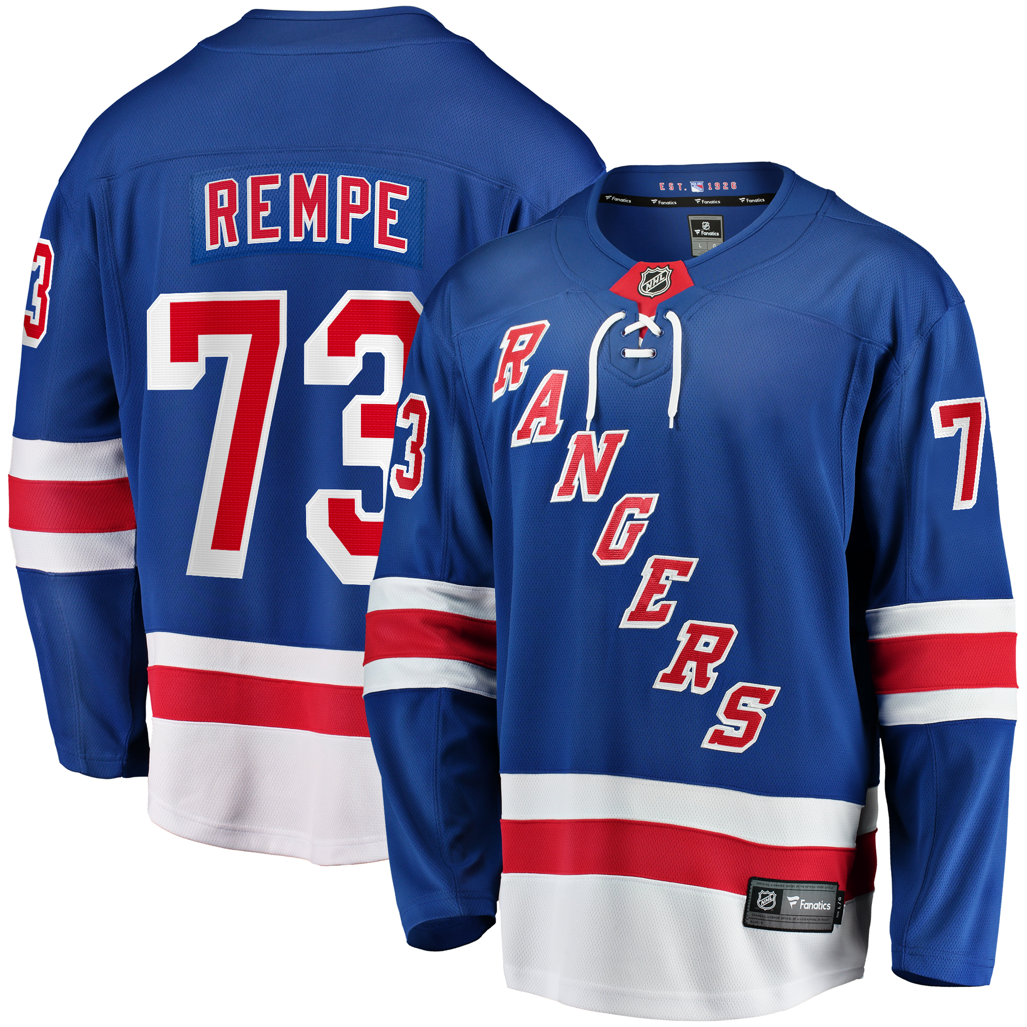 Blaues New York Rangers Breakaway-Heimtrikot von Matt Rempe Fanatics für Herren Image