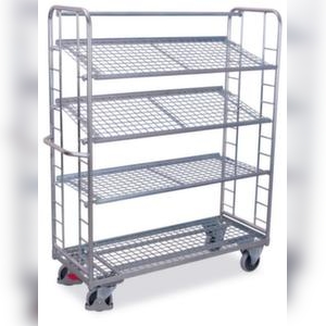 VARIOfit Etagenwagen, Tragl. 400kg, 4 Etage(n), Ladefl. LxB 1570x635mm, Drahtgitterböden Image