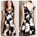 Anthropologie Dresses | Anthropologie Maeve Armory Fit & Flare Dress Floral Motif Black Ivory | Color: Blue/Cream | Size: 8