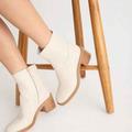 J. Crew Shoes | J.Crew Stacked-Heel Ankle Boots In Leather Cream Size 7.5 | Color: Cream | Size: 7.5