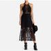 Free People Dresses | Free People Anastasia Cutworks Lace Halter Cutouts Back Slit Maxi Dress Size 0 | Color: Black | Size: 0