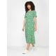 M&Co Green Ditsy Print V Neck Dress, Green, Size 20, Women