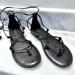 American Eagle Outfitters Shoes | American Eagle Outfitters Lace Up Strappy Flat Roman Sandals Black Size Us 8 | Color: Black | Size: 8