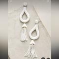 Anthropologie Jewelry | Deepa Gurnani White Beaded Jasmine Tassel Earrings. | Color: White | Size: Os