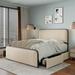 Modern Queen Size Platform Bed with Headboard,Upholstered Bed with 4 Storage Drawers and Heavy Duty Metal Slats