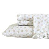 Laura Ashley Floral Ruffled Hem Cotton Sheet and Pillowcase Sets