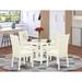 East West Furniture Dining Table Set a Dining Table and Linen Linen Fabric Chairs, Linen White(Pieces Options)