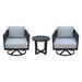 Outdoor 3 Piece Woven Abaca Rope Patio Furniture Set with an End Table and 2 Swivel Chairs