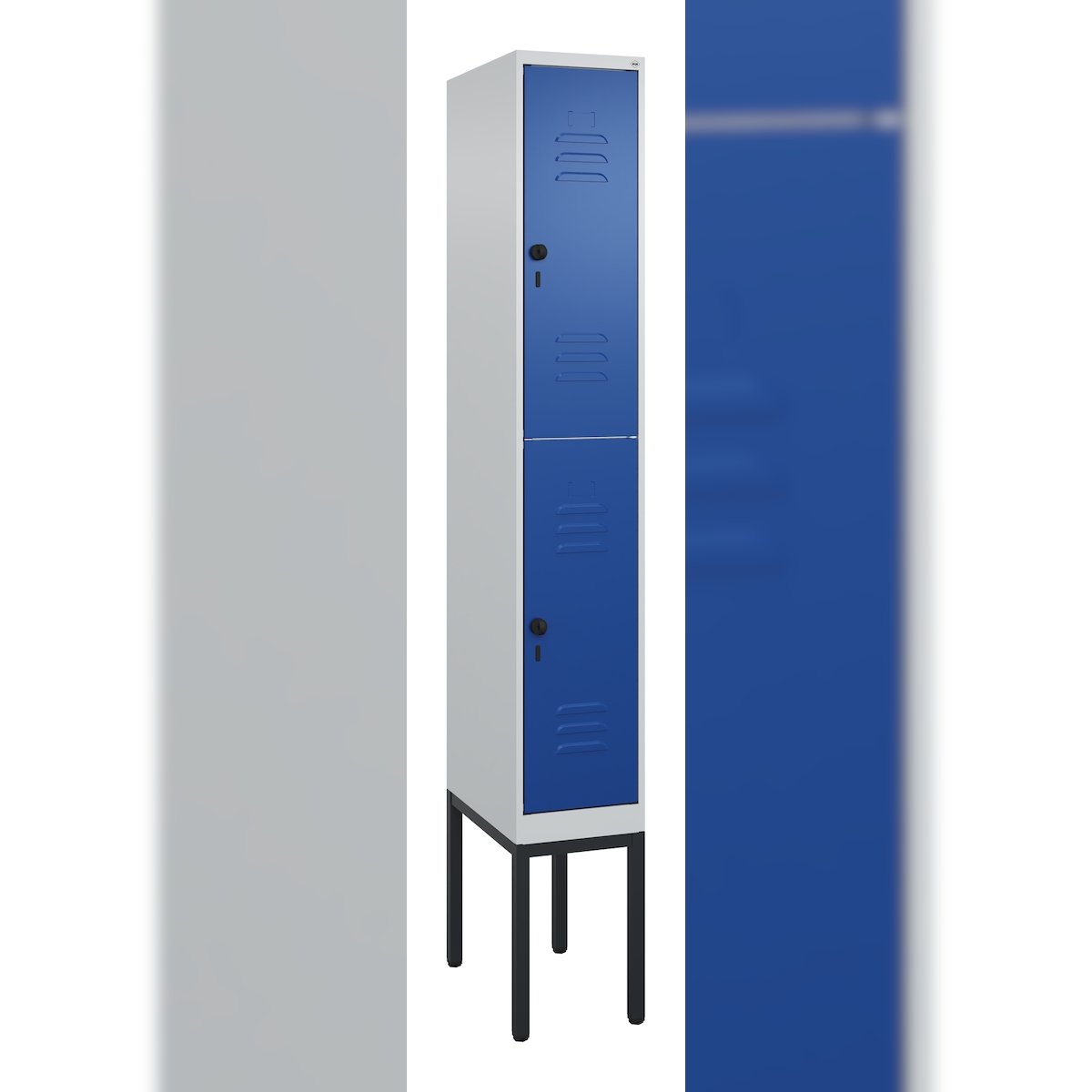 C+P Doppelstock-Spind Classic PLUS, Gestell, 1 Abteil, 2120x300x500mm, 7035/5010 Image