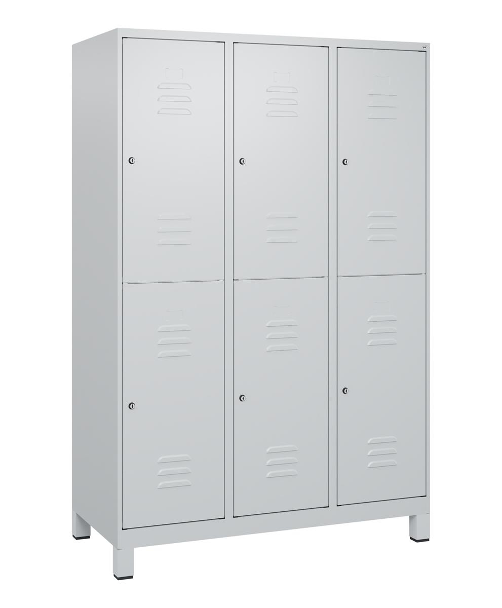 C+P Doppelstock-Spind Classic PLUS, Füße, 3 Abteile, 1800x1200x500mm, 7035/7035 Image