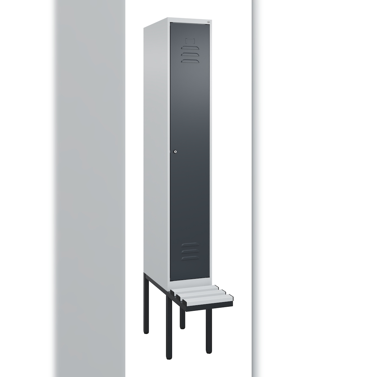 C+P Spind Classic PLUS, Bank, 1 Abteil, 2120x300x815mm, 7035/7016 Image