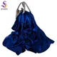 BYSIFA | Sciarpa di seta 100% blu scuro scialle autunno inverno sciarpe lunghe hijab 180*70cm