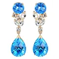 Real 14k Gold Jewelry Natural Sapphire Gemstone Drop Earrings for Women Trendy Aros Mujer Oreja 14 K