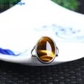 Bague en cristal naturel pour hommes et femmes pierre d'oeil de tigre jaune argent S925 matiques