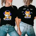 T-Shirt Imprimé Double Face pour Femme Shiba Inu Jeux Vidéo Graphique Créatif Y2k à la Mode