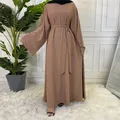 Abaya-Robe Longue avec Ceinture pour Femme Musulmane Vêtement Islamique Djellaba Mode Africaine