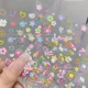 Autocollant 5D en Relief de Fleurs d'Été pour Nail Art Décalcomanies Colorées Lapin Ligne