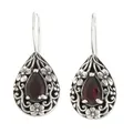 DIWENFU 100% Solid S925 Silver Natural Ruby Drop Earring for Women Waterdrop Earrings Red Topaz