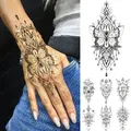 Autocollant de tatouage temporaire étanche Henna Mehndi Totem Flash fleur papillon doigts bras