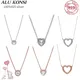 FIT Original 925 Sterling Silver authentic pan necklace Love heart crystal For Women Rose gold