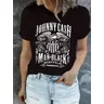 Johnny Cash Large t-shirt Black L Outside Music - Black Man Johnny Cash t-shirt moda estiva da uomo