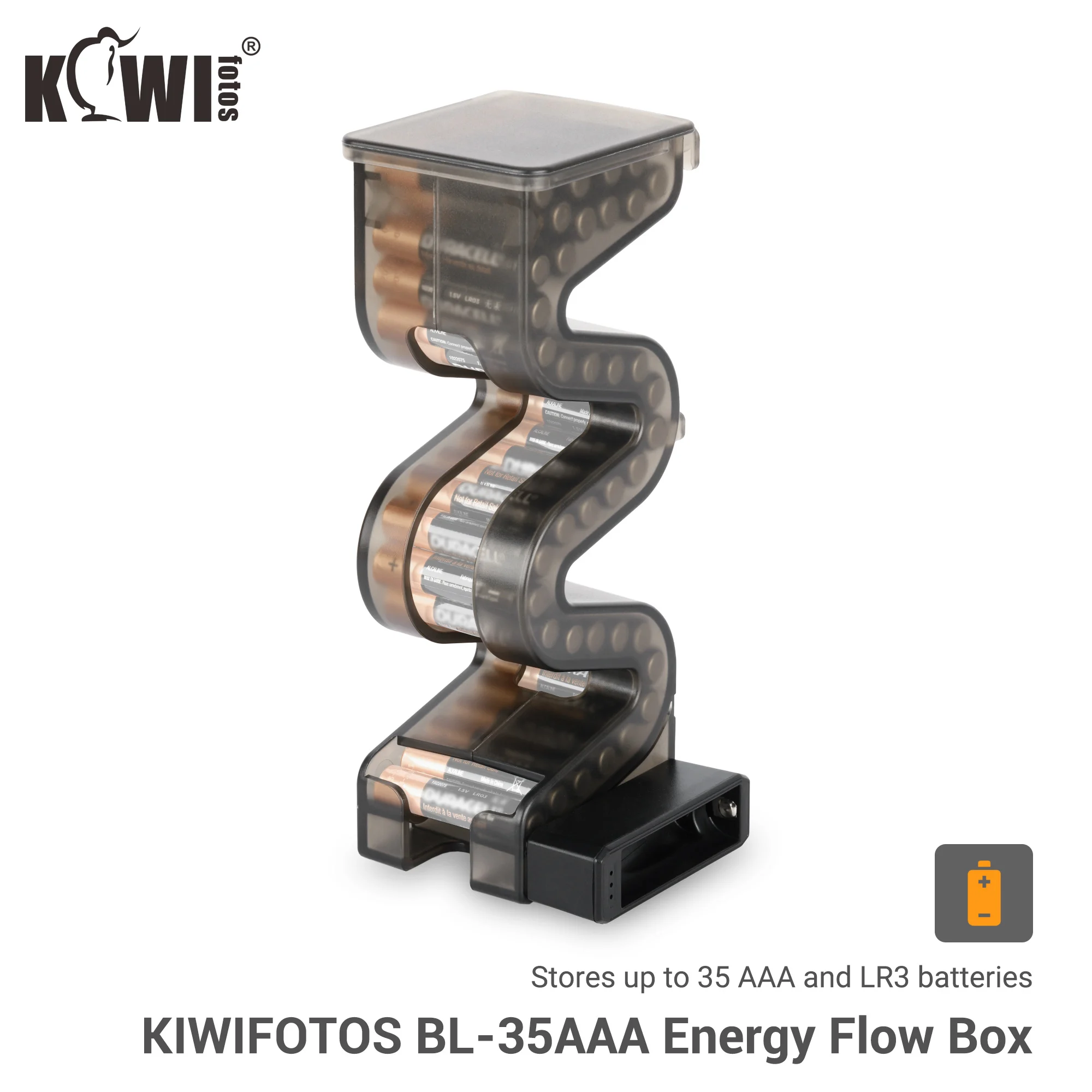An der Wand montierbare Batterieleiter, transparenter AA/AAA-Batterie-Organizer, Aufbewahrungshalter mit Tester, für 35 AAA- und 27 AA-Batterien, stapelbar Image