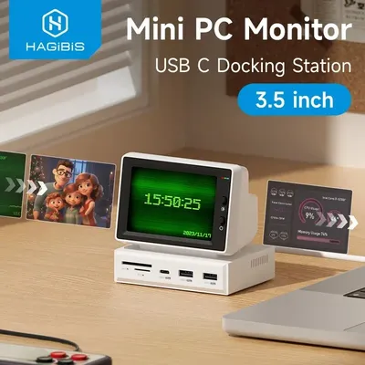 Hagibis 3.5inch IPS Mini Screen AIDA64 Mini PC CPU RAM HDD Data Monitor Display Sub Screen with USB