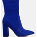 London Rag Ankle Lycra Block Heeled Boots - Blue - US-6 / UK-4 / EU-37