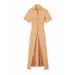 ALC Women Florence Raffia Tan Insert Pleated Skirt Midi Dress - Brown