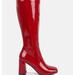 London Rag Hypnotize Patent Pu Block Heeled Calf Boots - Red - US-7 / UK-5 / EU-38