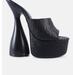 London Rag Oomph Quilted Hourglass Heel Platform Sandals - Black - US-9.5 / UK-7.5 / EU-40.5