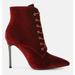 London Rag Bornsta Velvet High Heeled Velvet Boots - Red - US-5 / UK-3 / EU-36