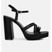 London Rag Whiskers High Heel Platform Strappy Sandals - Black - US 10