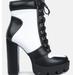 London Rag Moos Block Heel Lace Up Boots - Black - US-10 / UK-8 / EU-41