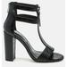 London Rag Felicity Zip Up T Strap Sandals - Black - US 10